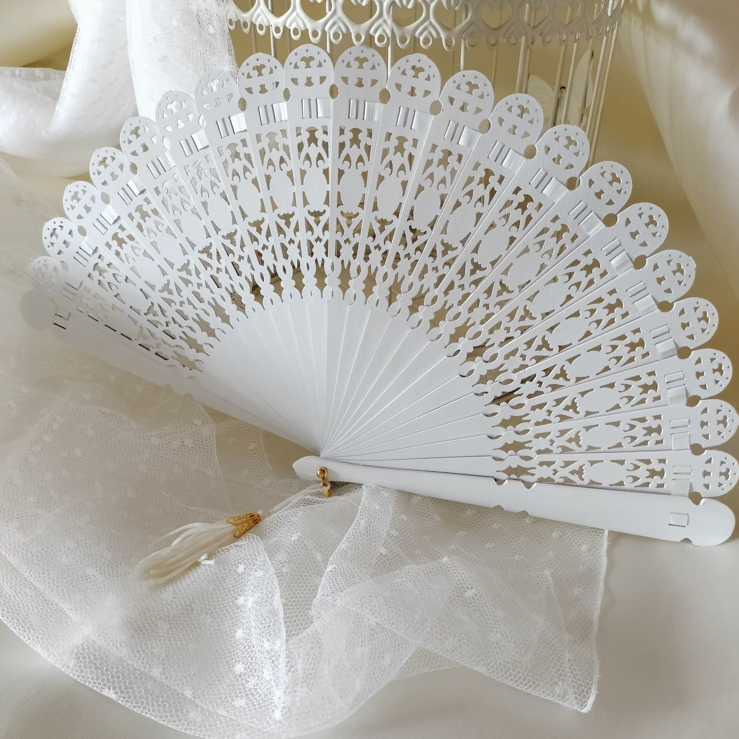 Abanico de novia madera Tallada