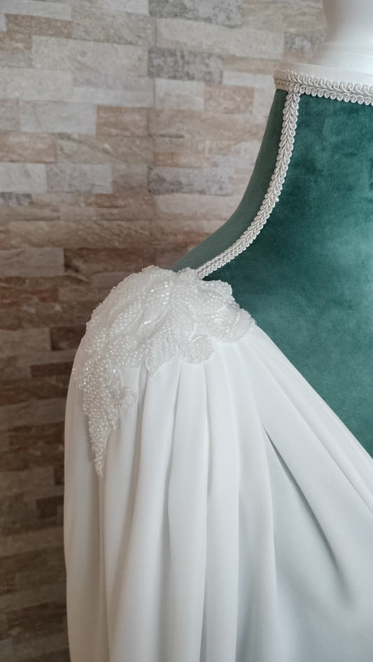 Capa de Novia Joya Georgette | Hombreras de Pedrería